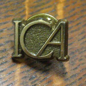 ICA I. C. A. Gold Inital Logo Lapel Pin